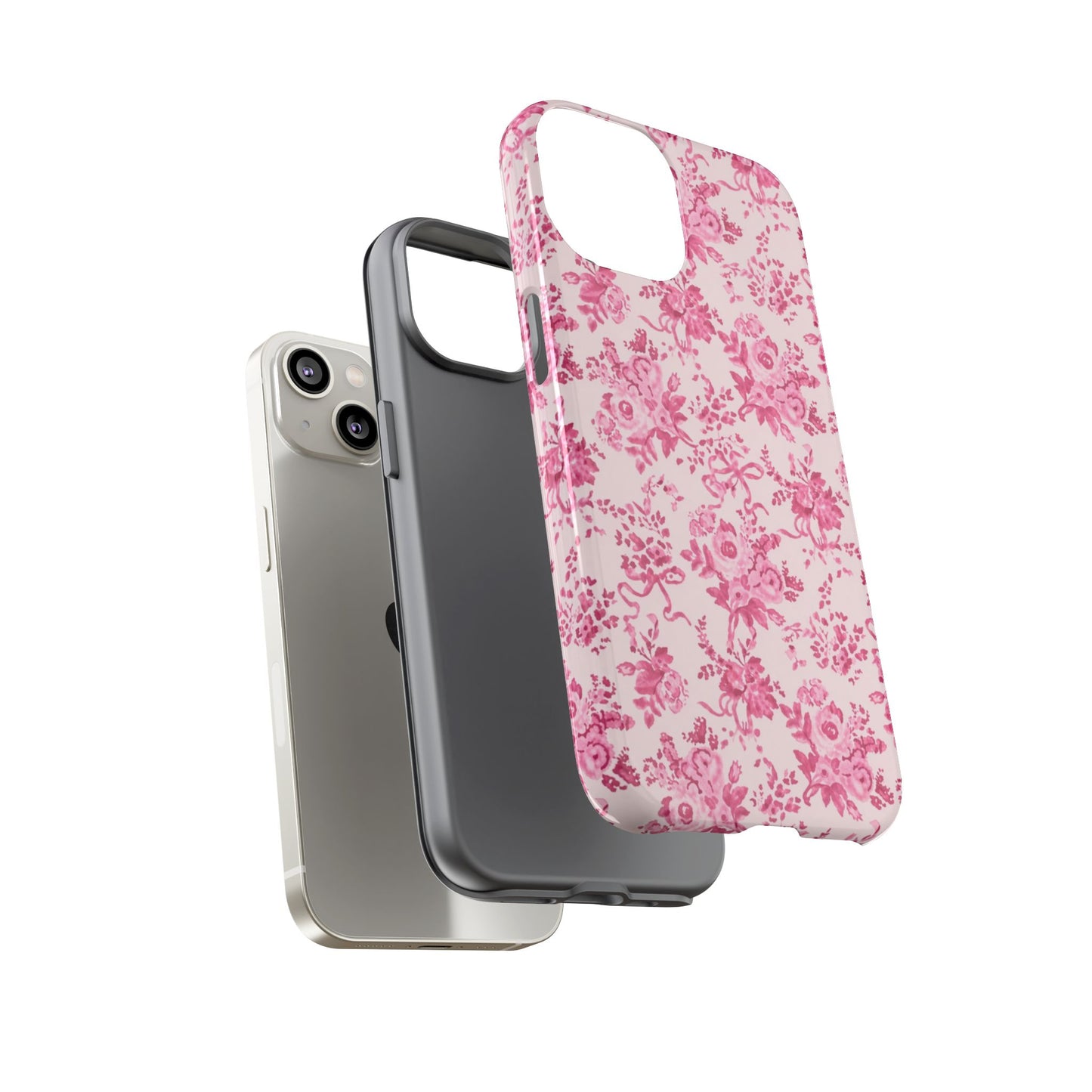 Pink Vintage Floral Tough Phone Case — Protective iPhone Cover