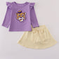 Purple LSU applique bow skorts set