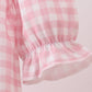 Pink plaid print turkey embroidery girl bubble
