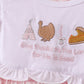 Pink plaid print turkey embroidery girl set