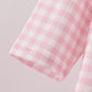 Pink plaid print turkey embroidery girl set