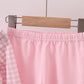 Pink plaid print turkey embroidery girl set