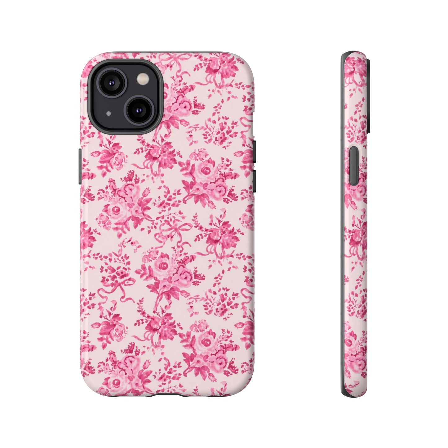 Pink Vintage Floral Tough Phone Case — Protective iPhone Cover