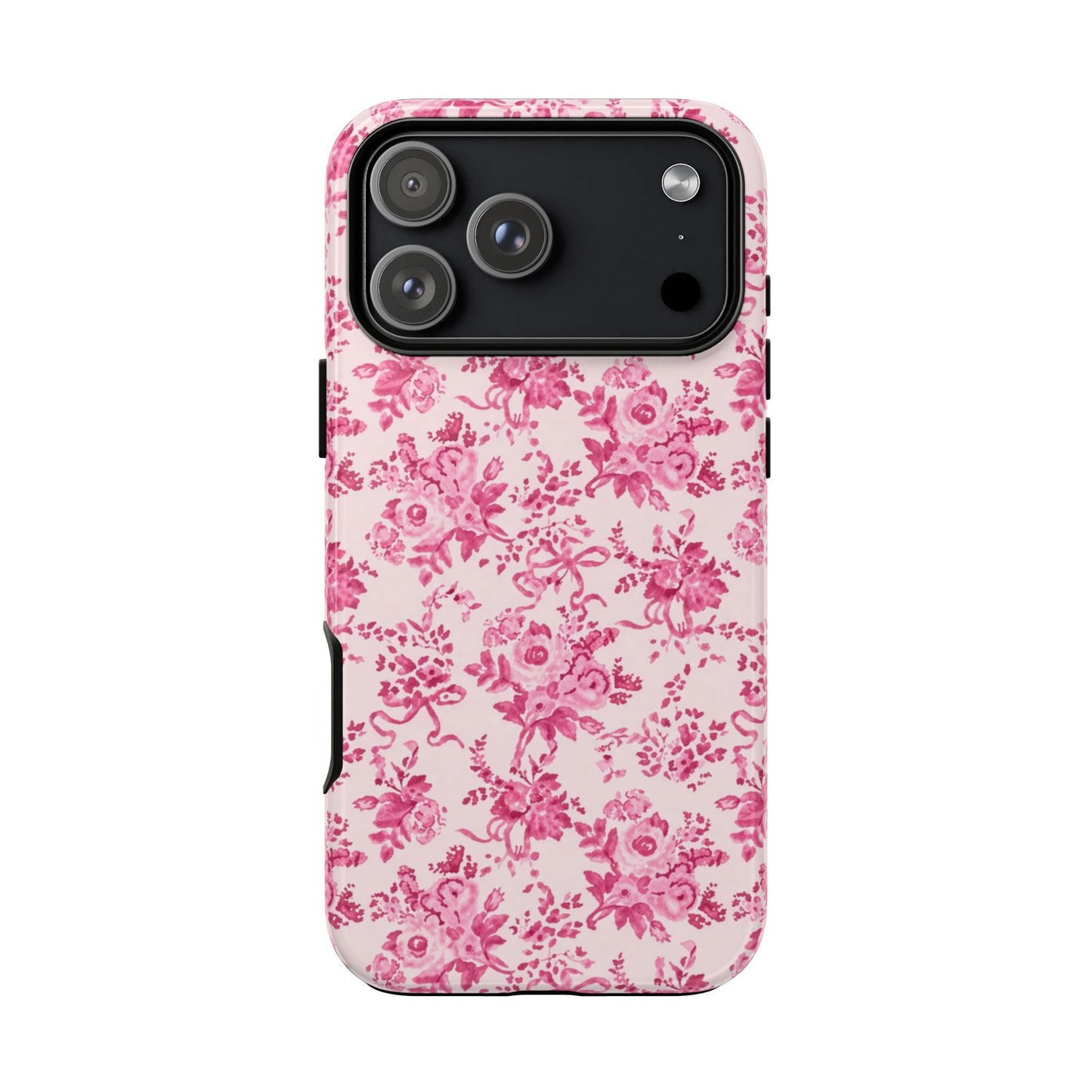 Pink Vintage Floral Tough Phone Case — Protective iPhone Cover