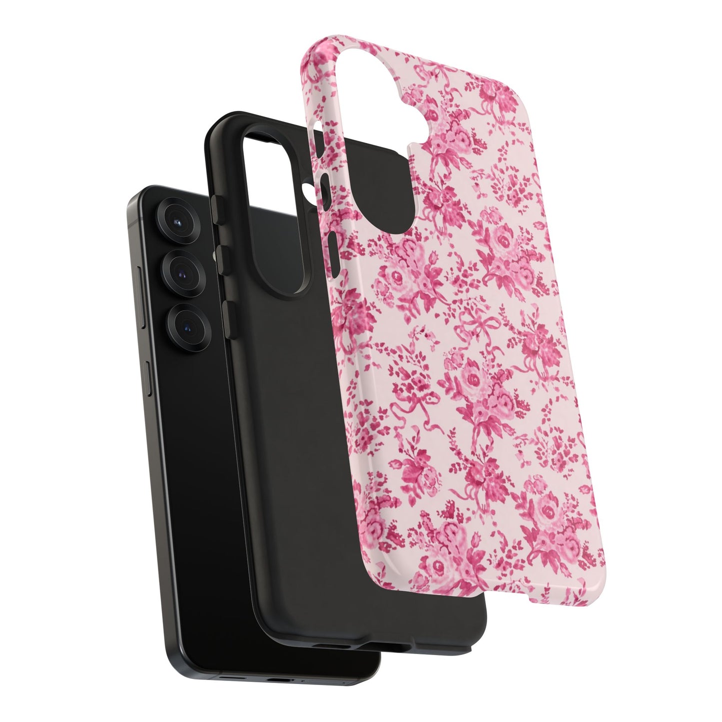 Pink Vintage Floral Tough Phone Case — Protective iPhone Cover