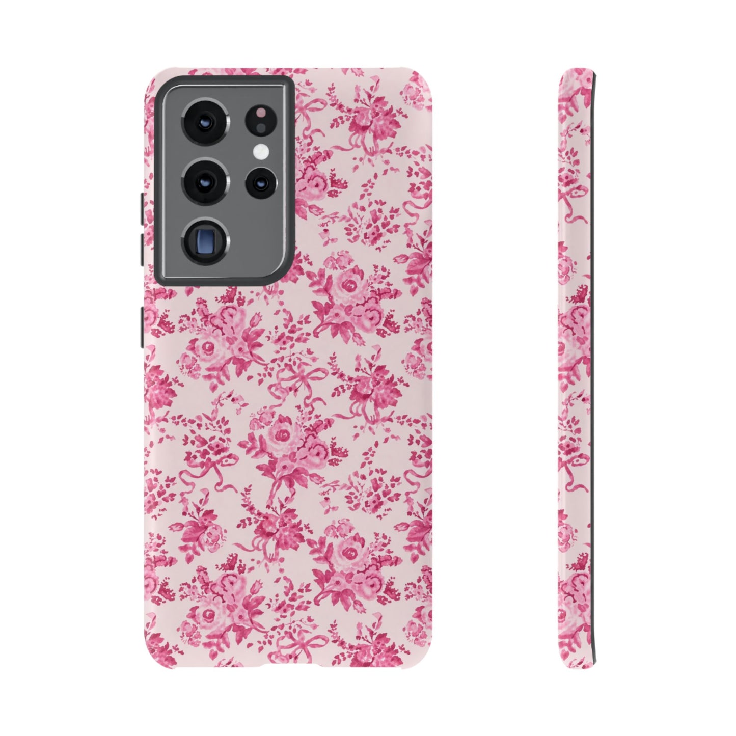 Pink Vintage Floral Tough Phone Case — Protective iPhone Cover