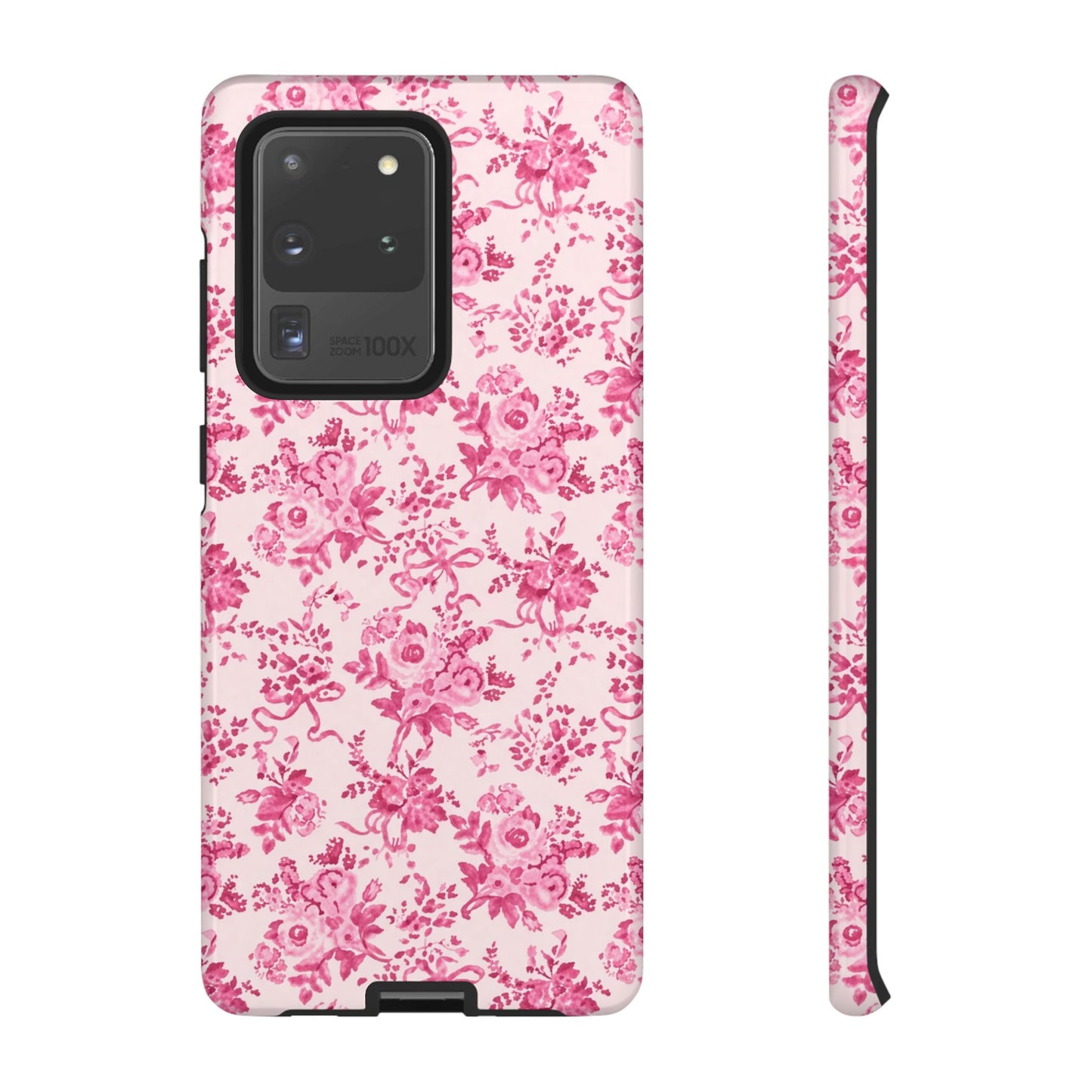 Pink Vintage Floral Tough Phone Case — Protective iPhone Cover