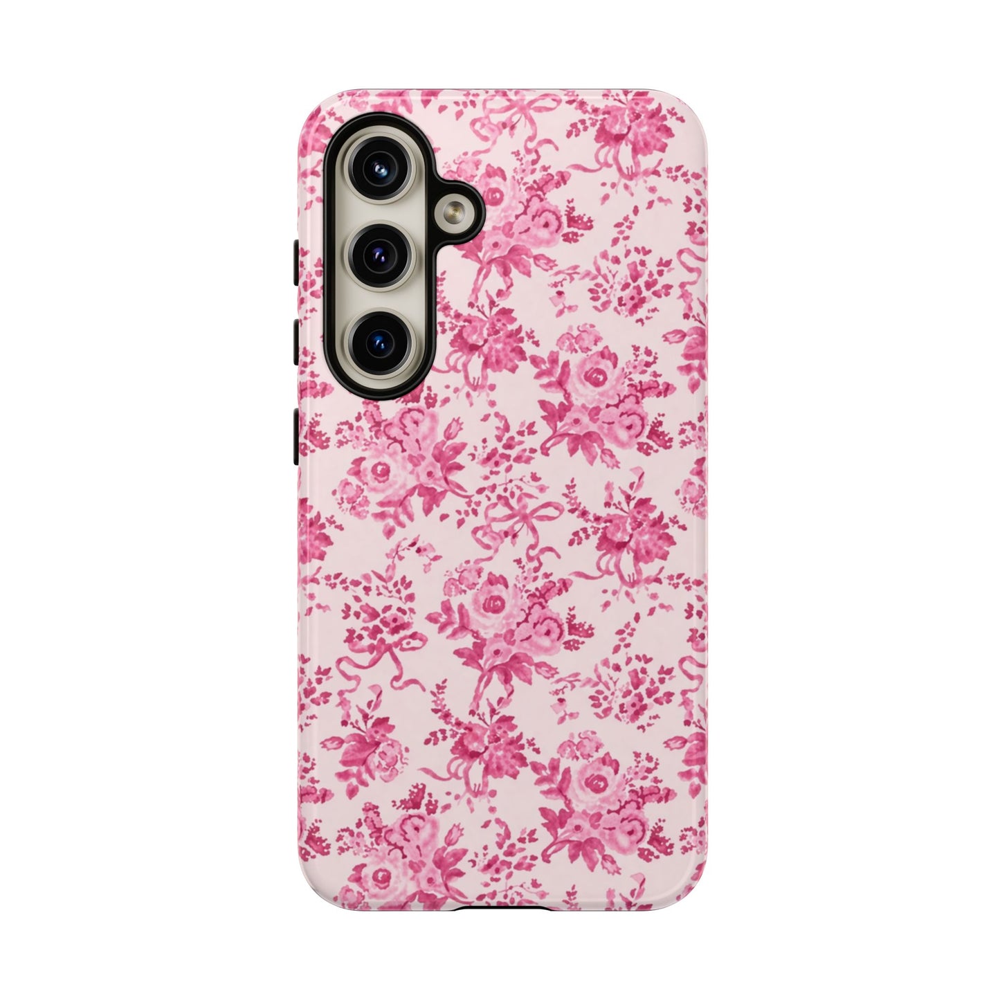 Pink Vintage Floral Tough Phone Case — Protective iPhone Cover