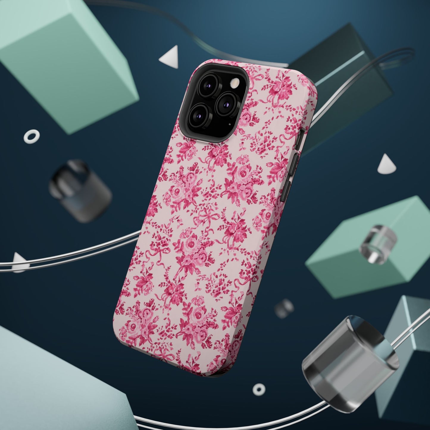 Pink Floral Magnetic Impact-Resistant Phone Case