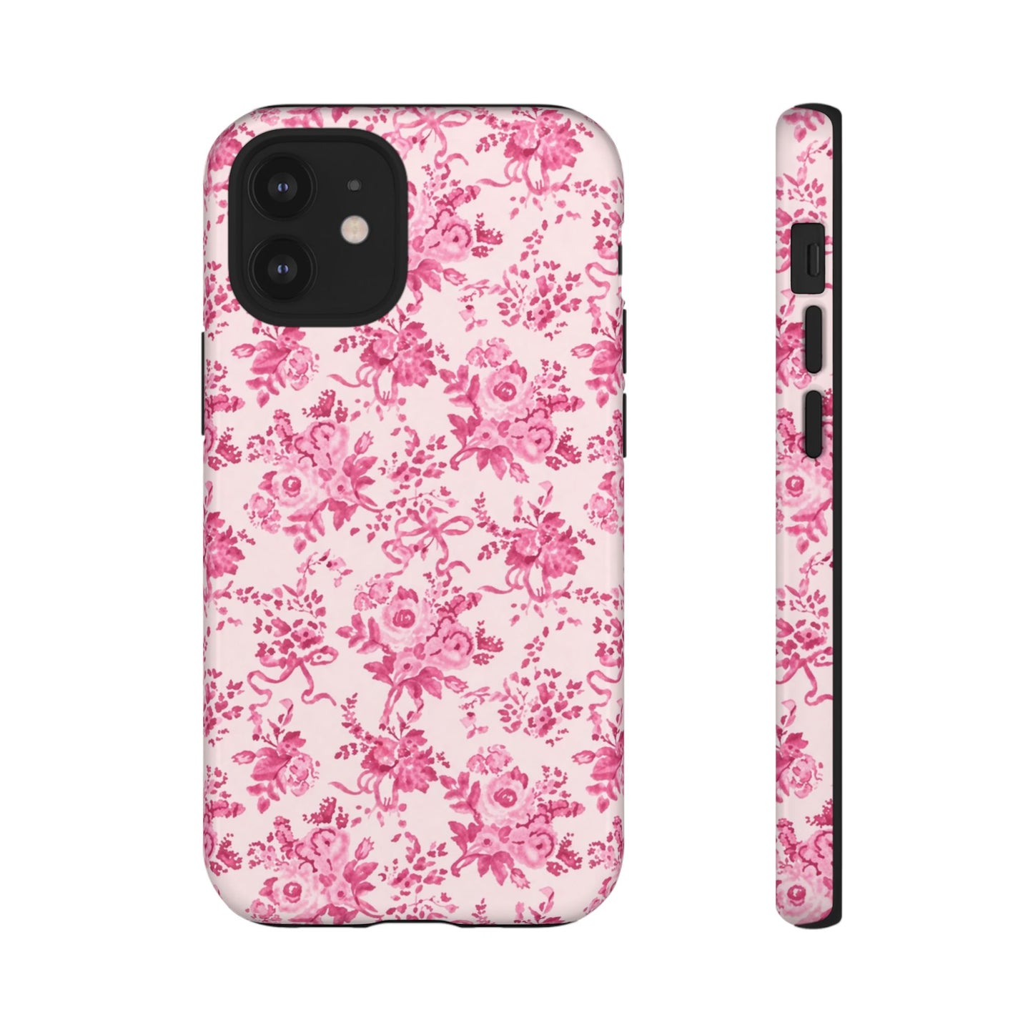 Pink Vintage Floral Tough Phone Case — Protective iPhone Cover