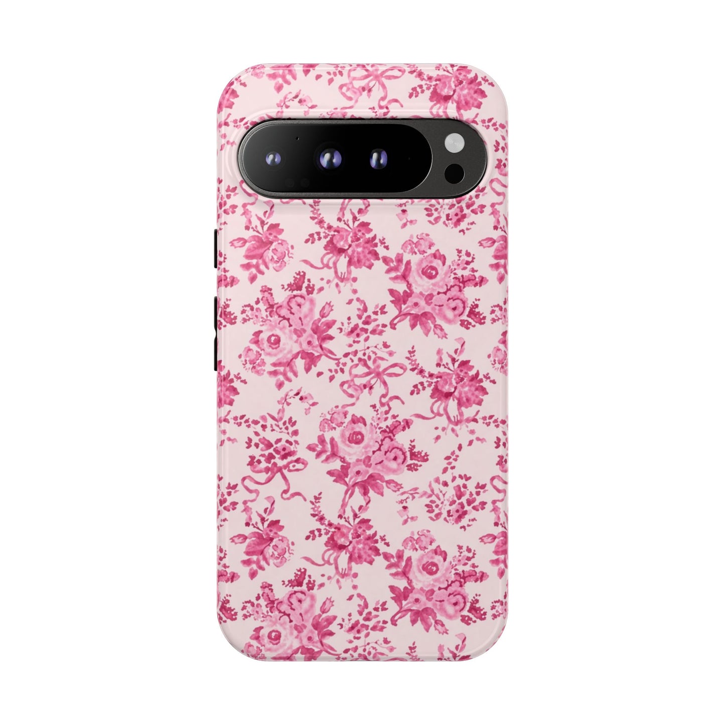 Pink Vintage Floral Tough Phone Case — Protective iPhone Cover