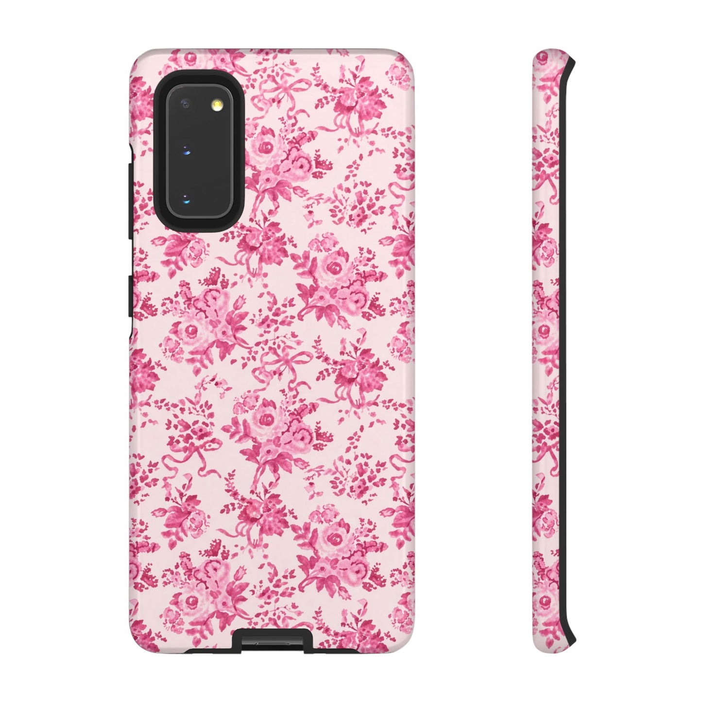 Pink Vintage Floral Tough Phone Case — Protective iPhone Cover