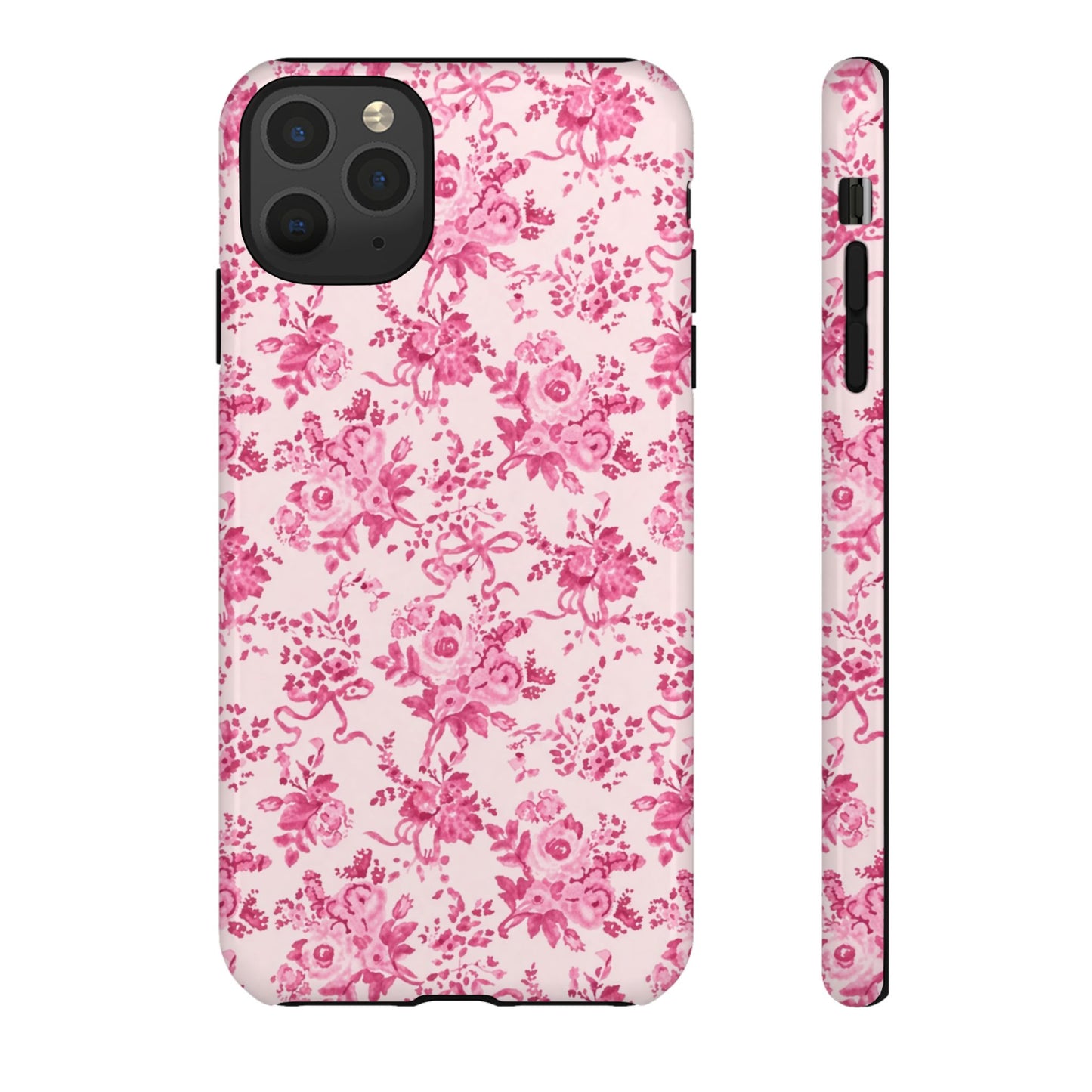 Pink Vintage Floral Tough Phone Case — Protective iPhone Cover