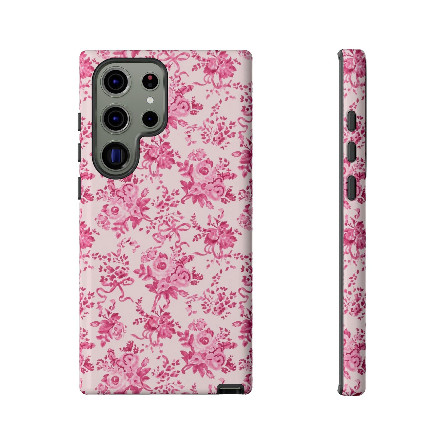 Pink Vintage Floral Tough Phone Case — Protective iPhone Cover