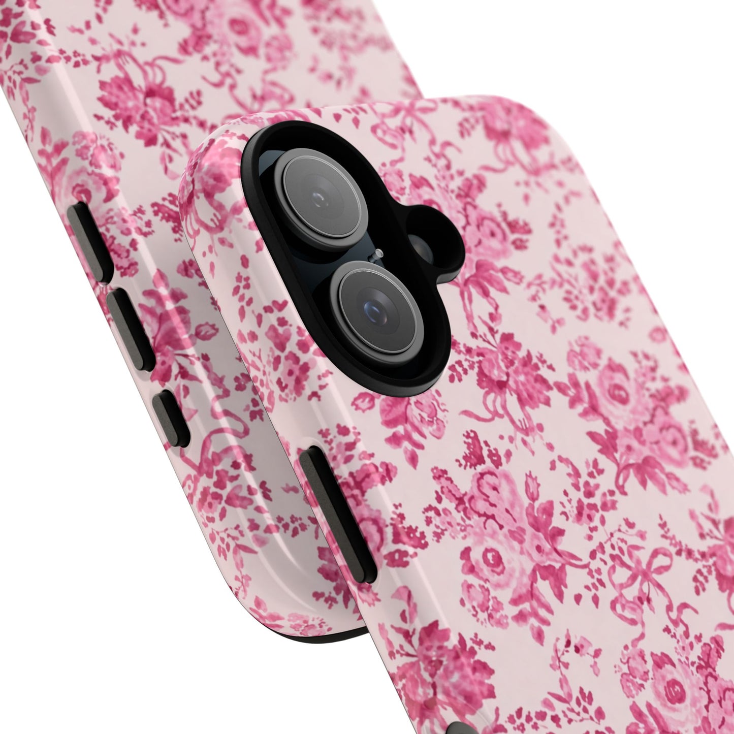 Pink Vintage Floral Tough Phone Case — Protective iPhone Cover