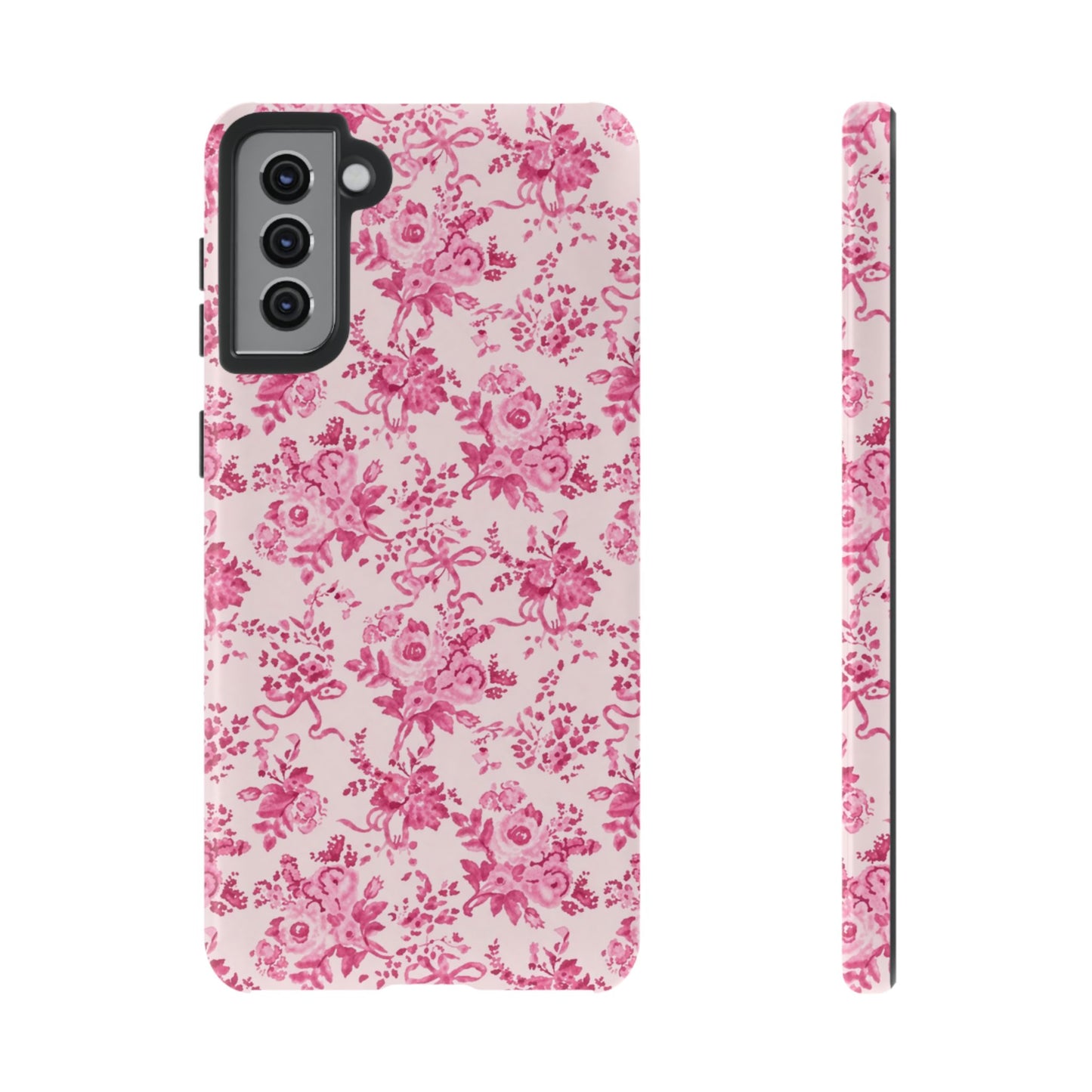 Pink Vintage Floral Tough Phone Case — Protective iPhone Cover