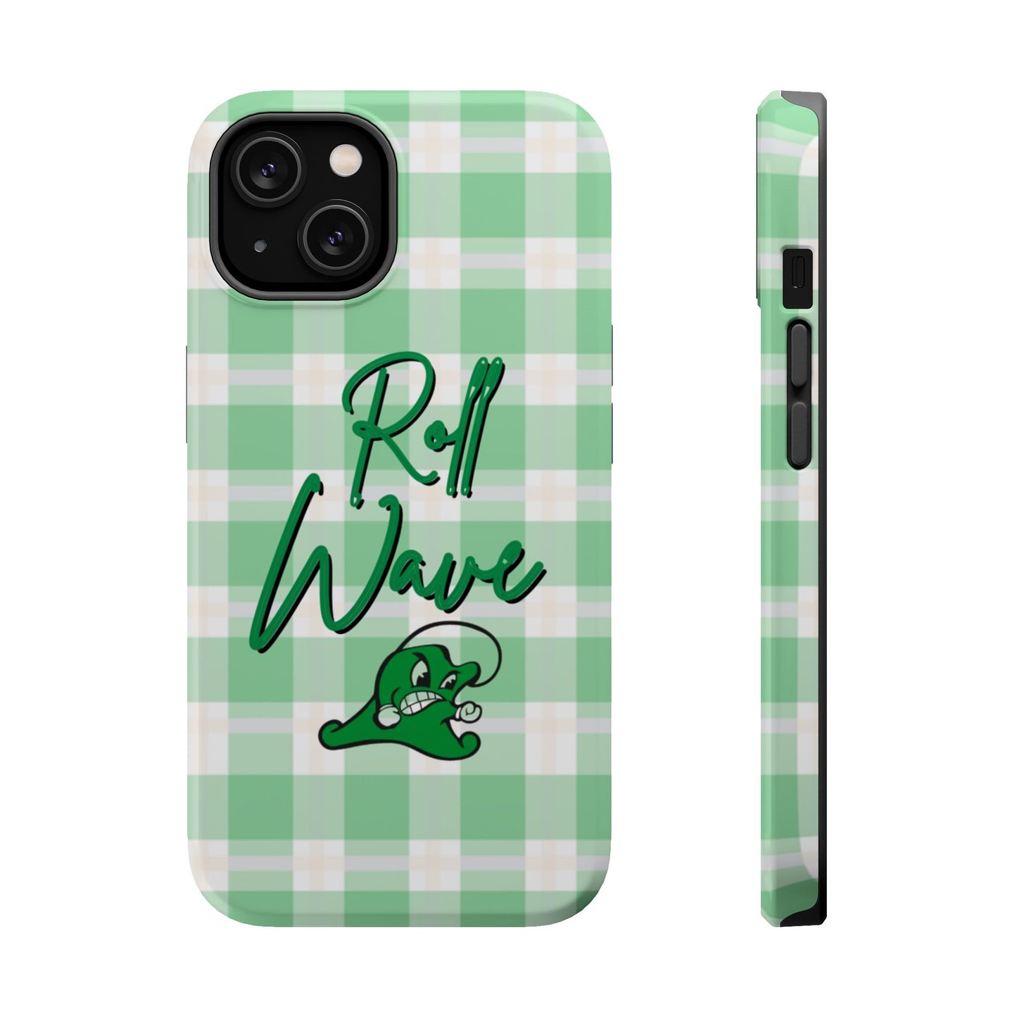 Phone Case — "Roll Wave" Green Plaid Magnetic Impact‑Resistant Case