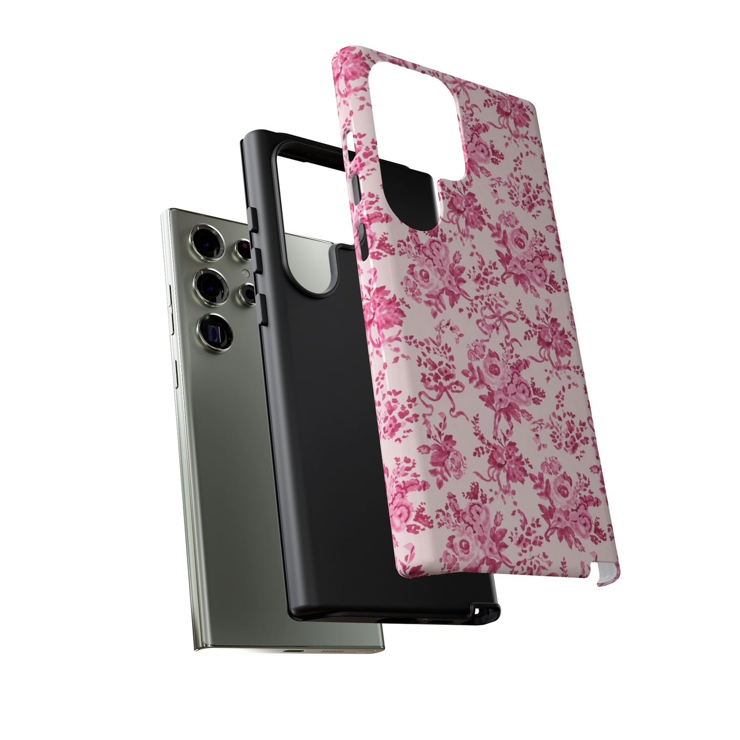 Pink Vintage Floral Tough Phone Case — Protective iPhone Cover