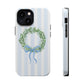 Floral Wreath Magnetic Impact Case — Blue Striped Protective Phone Case