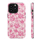 Pink Vintage Floral Tough Phone Case — Protective iPhone Cover
