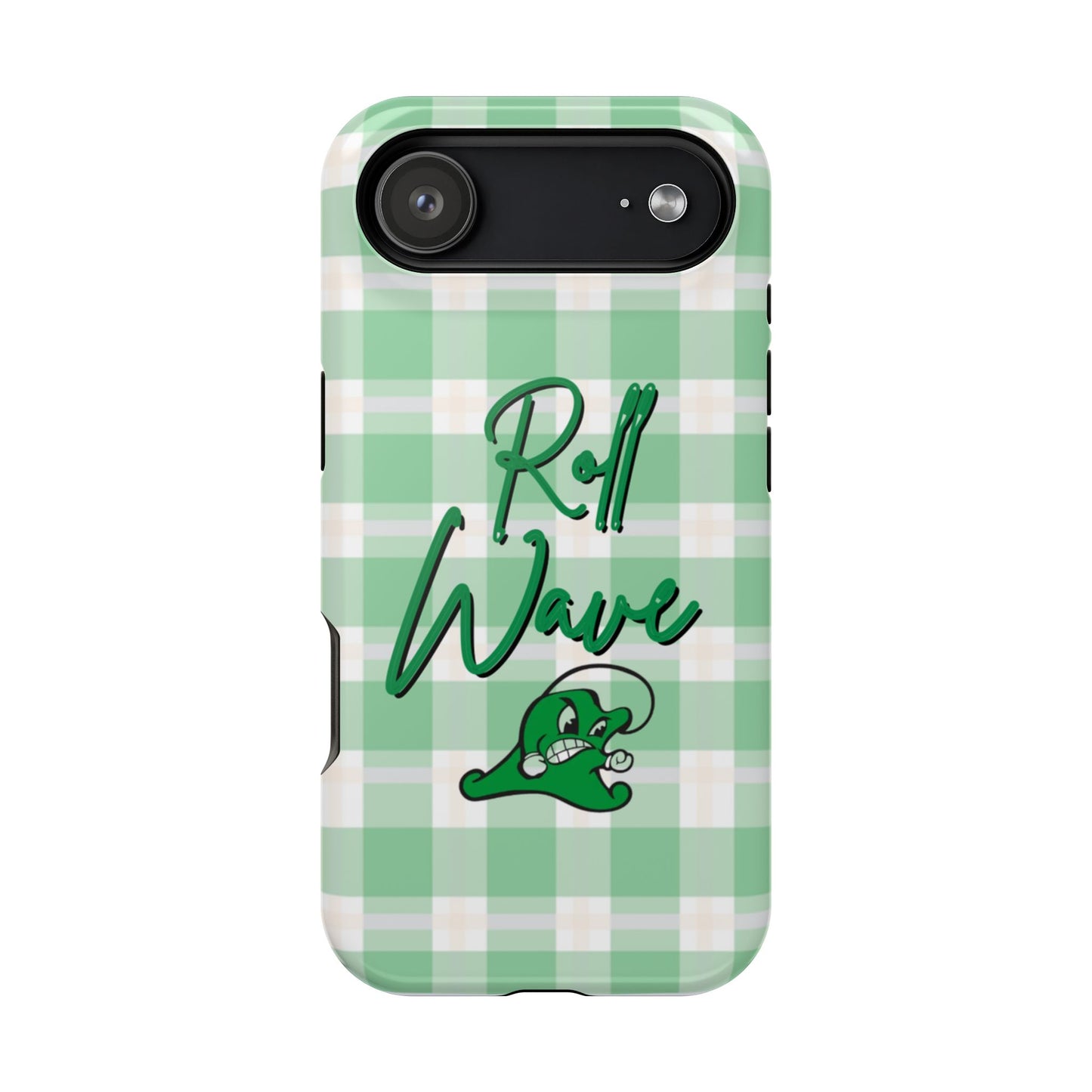 Phone Case — "Roll Wave" Green Plaid Magnetic Impact‑Resistant Case