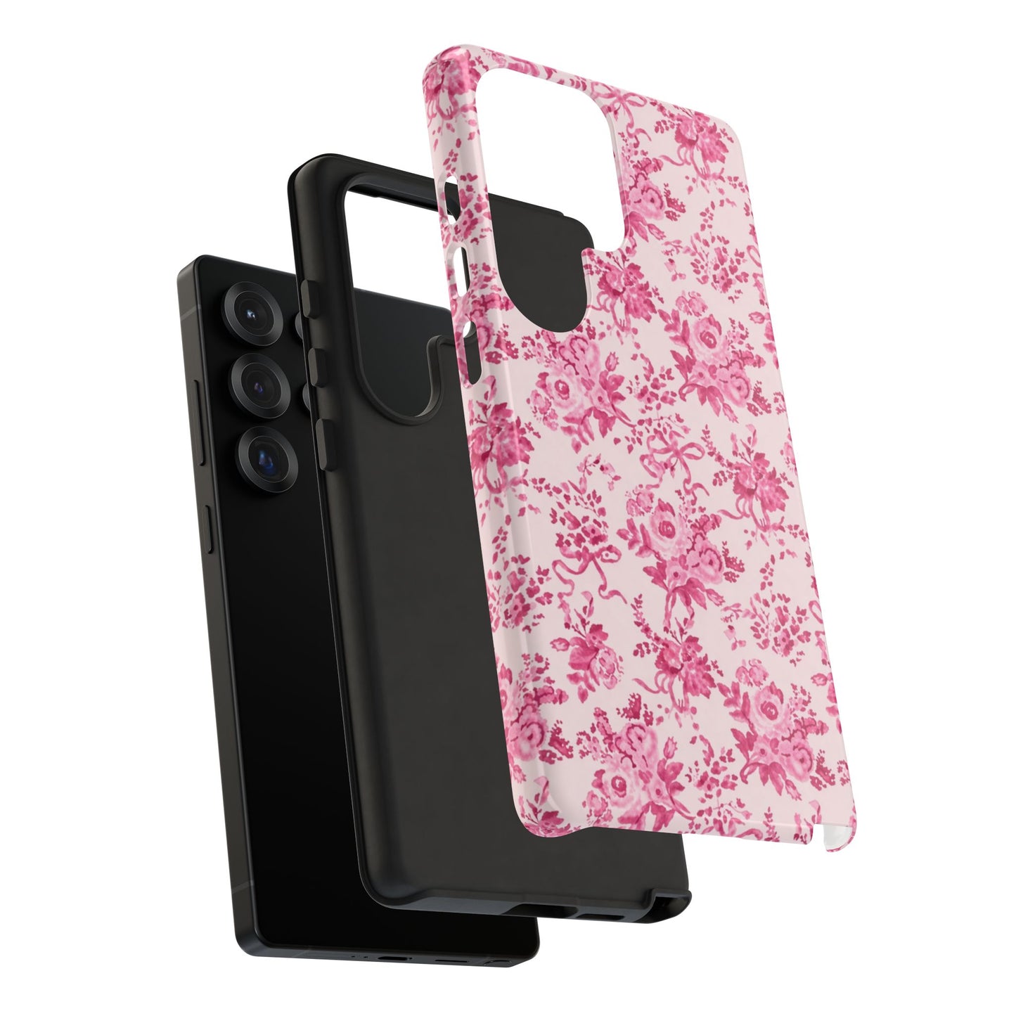 Pink Vintage Floral Tough Phone Case — Protective iPhone Cover