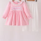 Pink big sister embroidery ruffle pants set