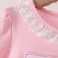 Pink big sister embroidery ruffle pants set