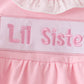 Pink Lil sister embroidery ruffle bubble