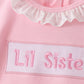 Pink Lil sister embroidery ruffle bloomer set