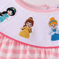 Pink Stripe Princess Embroidery Ruffle Pants Set