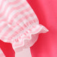 Pink Stripe Princess Embroidery Ruffle Pants Set