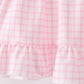 Pink Plaid Gingerbread Embroidery Ruffle Pants Set