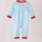 Blue Milk Santa Cookies Stripe Romper