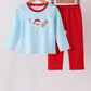 Blue Milk Santa Cookies Stripe Pants Set