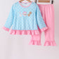 Blue Milk Santa Cookies Ruffle Pants Set