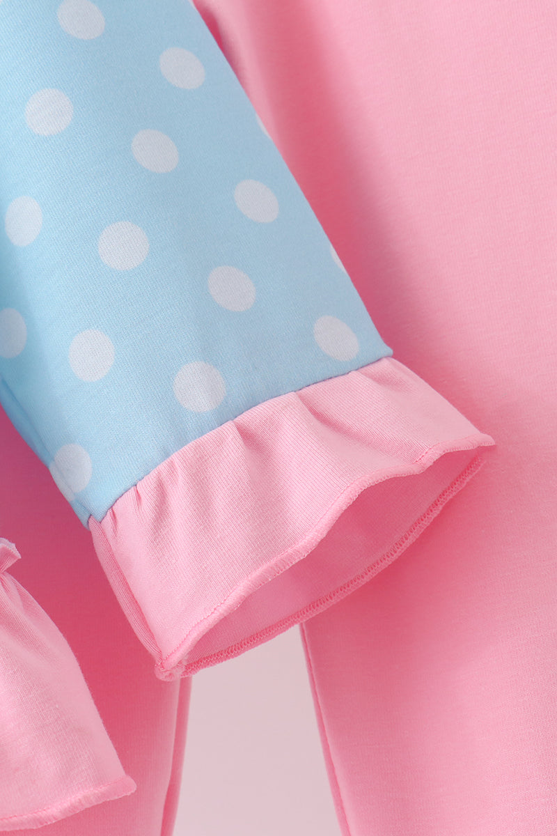 Blue Milk Santa Cookies Ruffle Pants Set