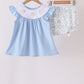Blue pumpkin embroidery ruffle bloomer set