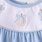 Blue pumpkin embroidery ruffle bloomer set