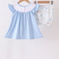 Blue pumpkin embroidery ruffle bloomer set