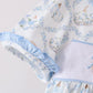Blue pumpkin embroidery ruffle pants set