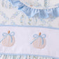Blue pumpkin embroidery ruffle dress
