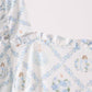 Blue pumpkin ruffle mom dress