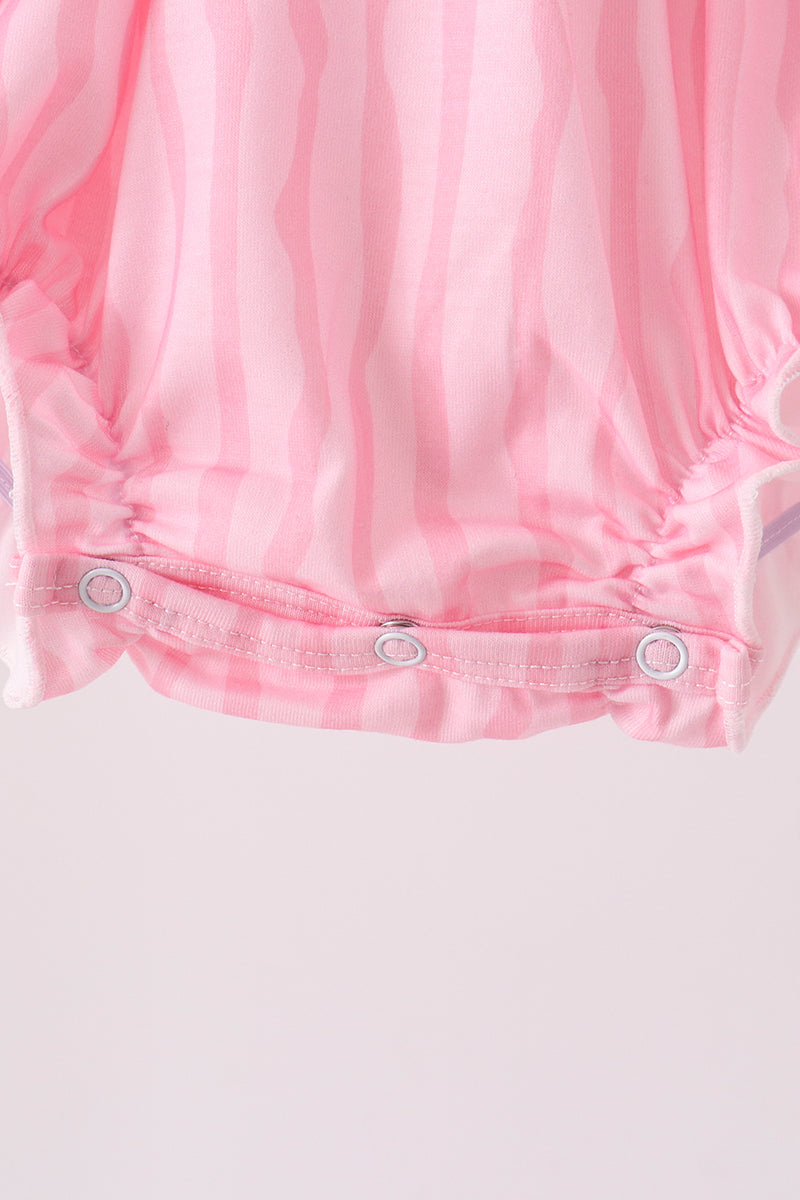 Pink ghost applique stripe bubble