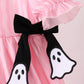 Pink ghost applique stripe dress