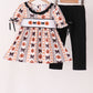 Pumpkin bow embroidery ruffle pants set
