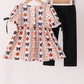 Pumpkin bow embroidery ruffle pants set