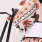 Pumpkin bow embroidery ruffle bloomer set