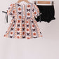 Pumpkin bow embroidery ruffle bloomer set