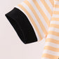 Pumpkin embroidery stripe romper